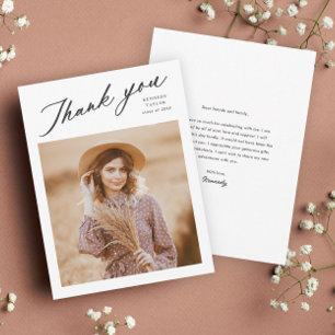 Elegant Graduate Script Photo Graduation Thank You Card