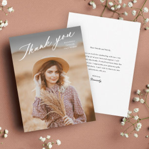 Elegant Graduate Script Photo Graduation Thank You Card