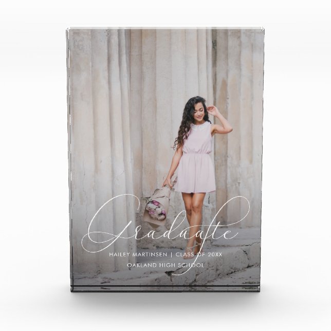 Elegant Graduate Script with Photo (Front)