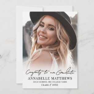 Elegant Graduate Simple Photo Collage Graduation Announcement