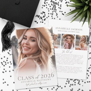 Elegant Graduate Simple Photo Collage Graduation Announcement