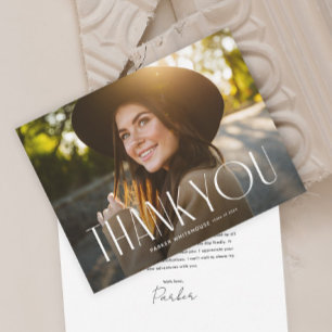 Elegant Graduate Typography Photo Graduation Thank You Card