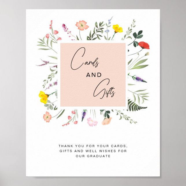 Elegant Graduate Wildflower Cards and Gifts Sign (Front)
