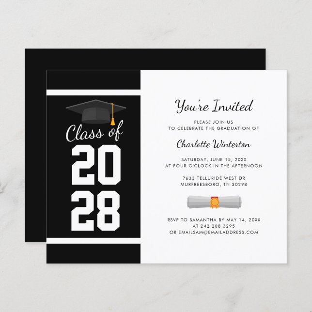 Elegant Graduation 2025 Grad Party Invitation (Front/Back)
