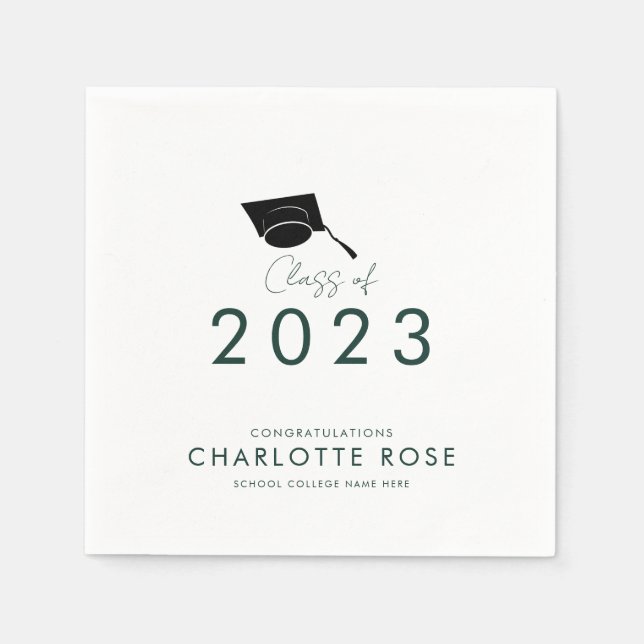 Elegant Graduation 2026 Green Script Grad Party Napkin (Front)
