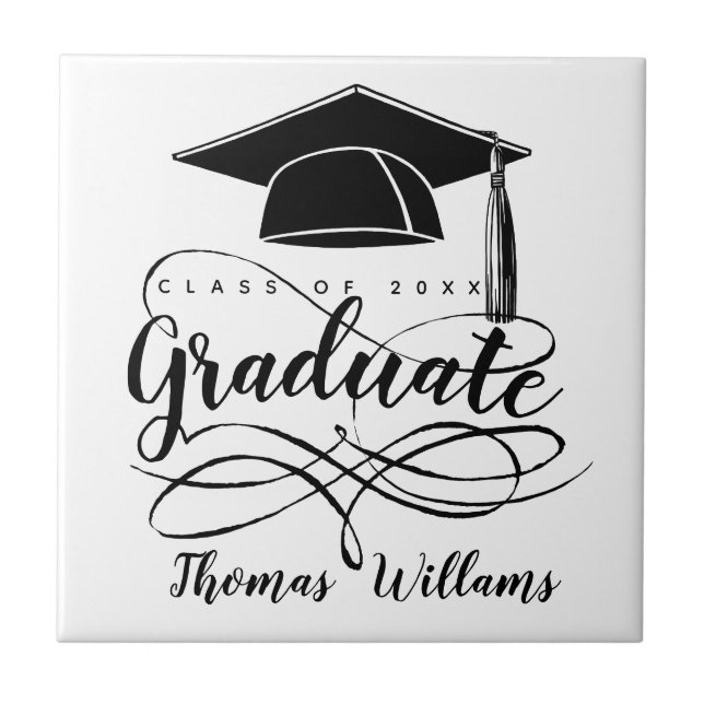 Elegant Graduation Add Name and Year Tile (Front)