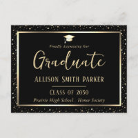 Elegant Graduation Announcement Black and Gold
