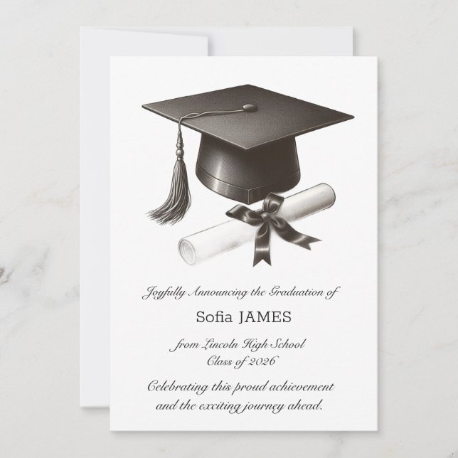 Elegant Graduation Announcement Card (Front)