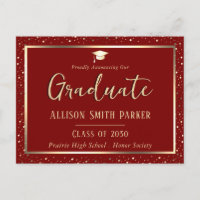 Elegant Graduation Announcement Maroon and Gold