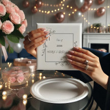 Elegant Graduation Black and white Floral Border