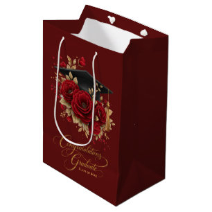 Elegant Graduation Celebration • Gold Script Medium Gift Bag