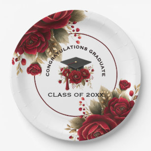 Elegant Graduation Celebration • Gold Script  Paper Plate