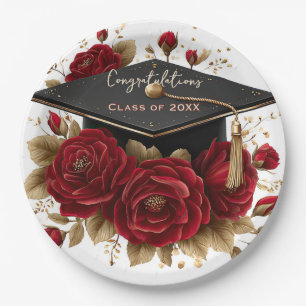 Elegant Graduation Celebration • Gold Script  Paper Plate
