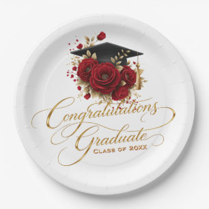 Elegant Graduation Celebration • Gold Script  Paper Plate