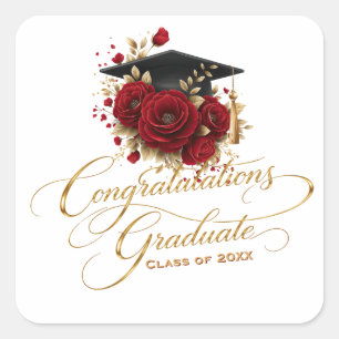Elegant Graduation Celebration • Gold Script  Square Sticker