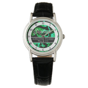 Elegant Graduation Class 2026 Green Glitter Waves Watch
