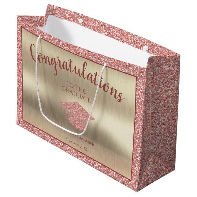 Elegant Graduation Class of 2021 Congratulations Large Gift Bag (Front Angled)
