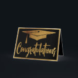Elegant Graduation Congratulations Faux Gold Card<br><div class="desc">Simple modern and elegant graduation congratulations card. Perfect for high school,  university and academies. Faux gold and black colour design.</div>