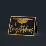 Elegant Graduation Congratulations Faux Gold Card<br><div class="desc">Simple modern and elegant graduation congratulations card. Perfect for high school,  university and academies. Faux gold and black colour design.</div>