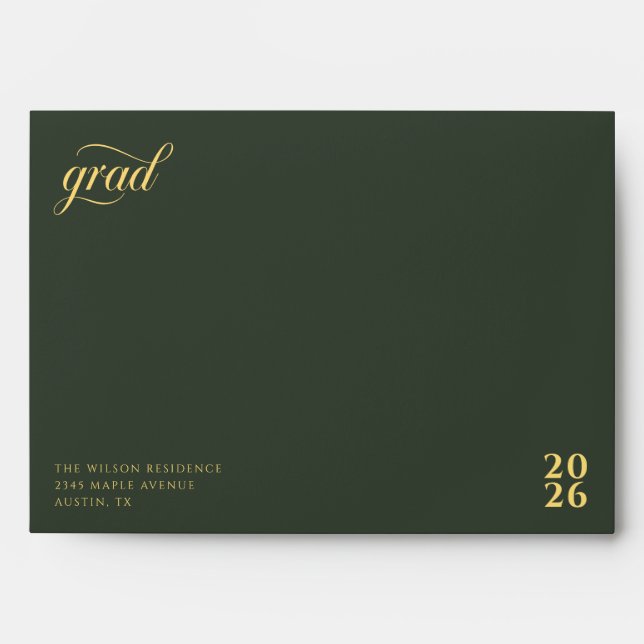 Elegant Graduation Custom Gold Script Envelope (Front)