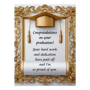 Elegant Graduation Diploma with Mortarboard Poster