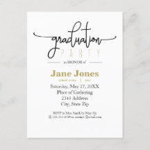 Elegant Graduation Faux Gold Foil Party Invitation