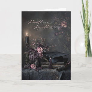 Elegant Graduation Floral Moody Dark Romantic Card
