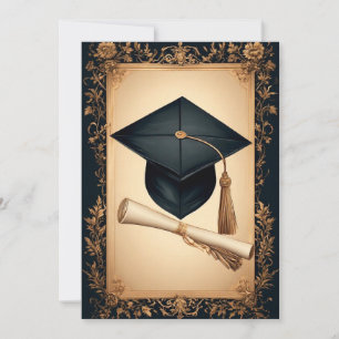 Elegant Graduation Frame with Mortarboard Invitation