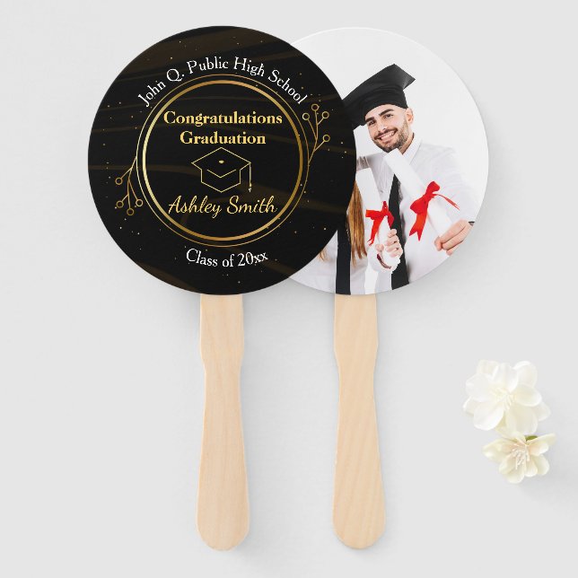 elegant Graduation Hand Fan (Front and Back)