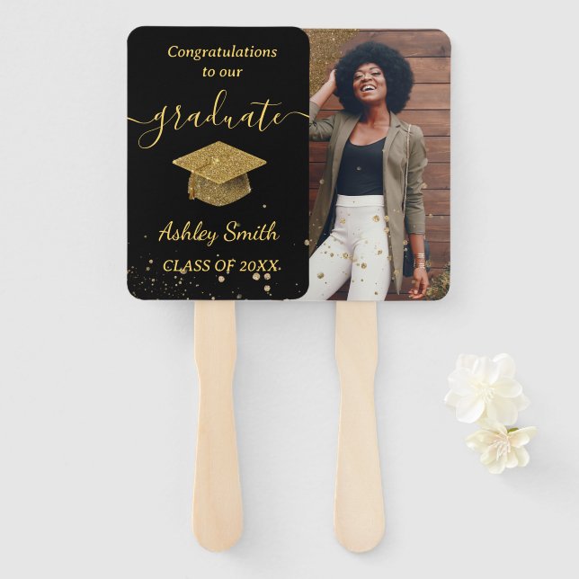 elegant Graduation Hand Fan (Front and Back)