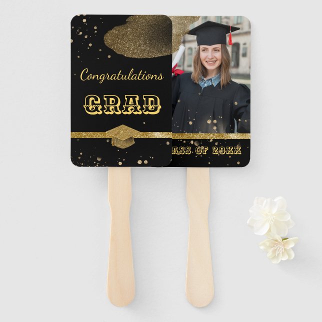 elegant Graduation Hand Fan (Front and Back)