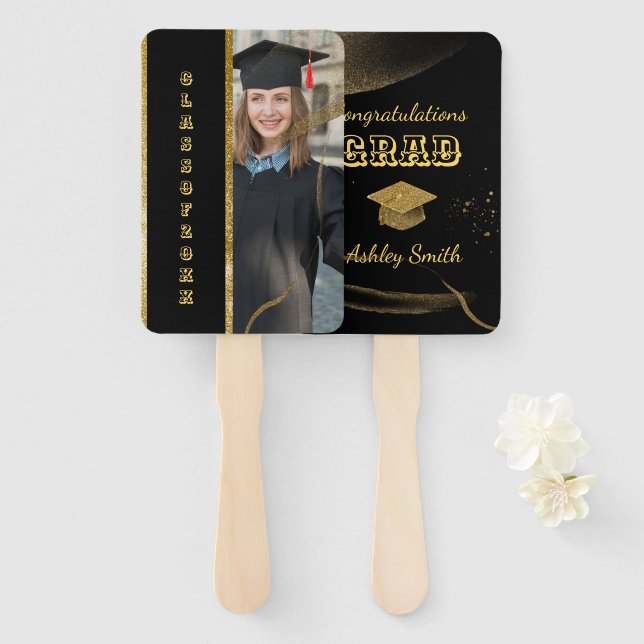 elegant Graduation Hand Fan (Front and Back)