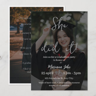 Elegant graduation invitation featuring a modern a