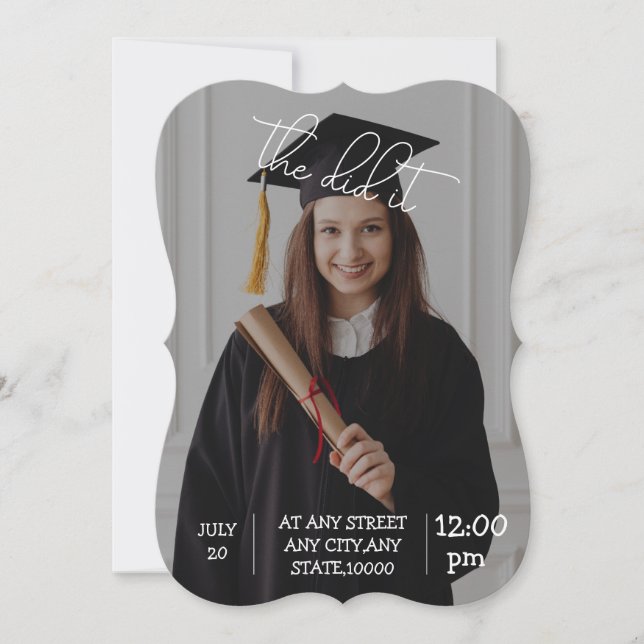 Elegant Graduation Invitation — "the Did It! (Front)