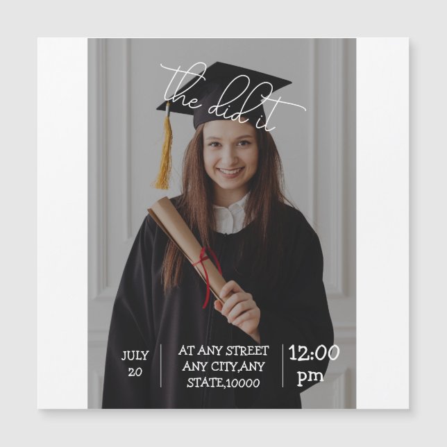 Elegant Graduation Invitation — "the Did It! (Front)
