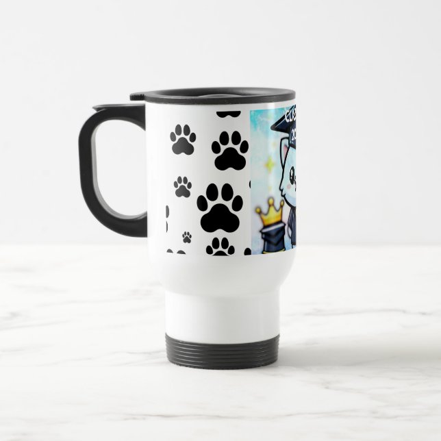 Elegant Graduation Kitty  Travel Mug (Left)
