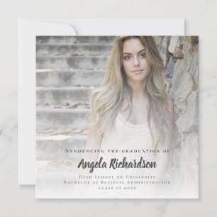 Elegant Graduation Modern Typography Custom Photo Announcement