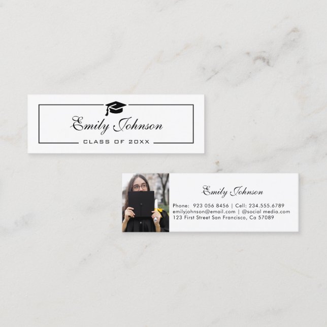 Elegant Graduation Name Card - Photo Card (Front/Back)