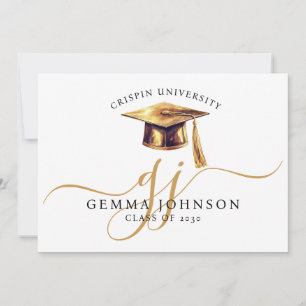Elegant Graduation Name Gold Monogram  Announcement