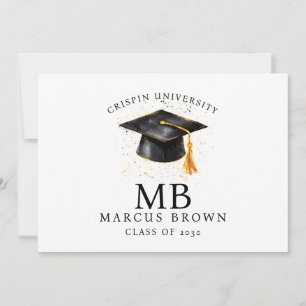 Elegant Graduation Name Gold Monogram Announcement