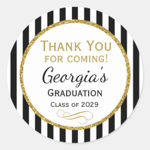Elegant Graduation Party Favour Tags Black Gold