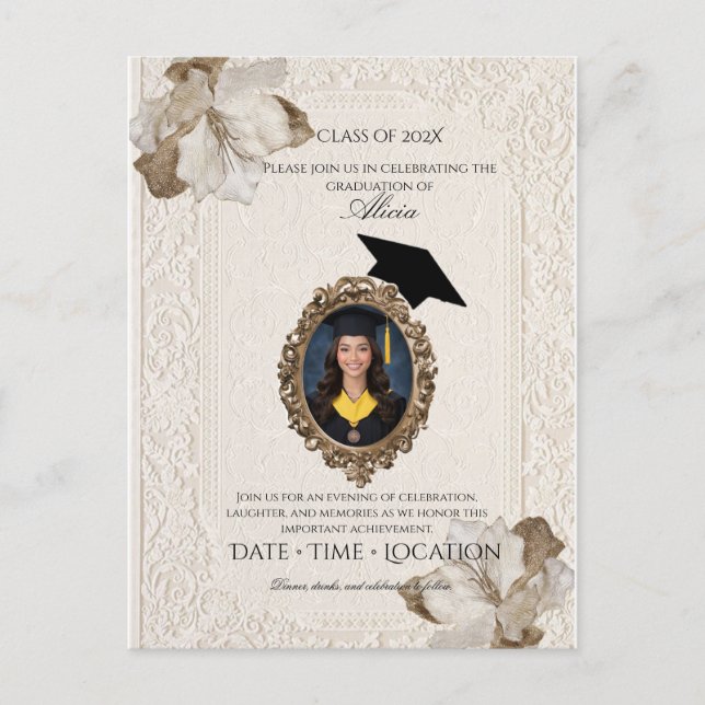 Elegant Graduation Party Invitation Postcard (Front)