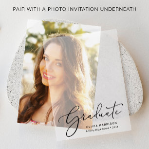 Elegant Graduation Party Overlay Vellum Invitations