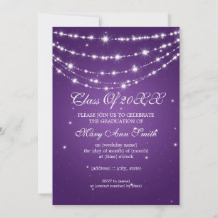 Elegant Graduation Party Sparkling Chain Purple Invitation