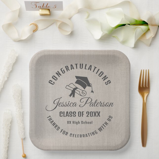 Elegant Graduation Party Sweet Personalised Name Paper Plate (Wedding)