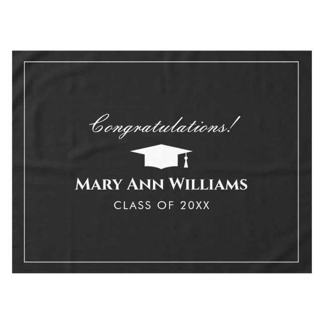 Elegant graduation party table cloth for graduate (Front (Horizontal))