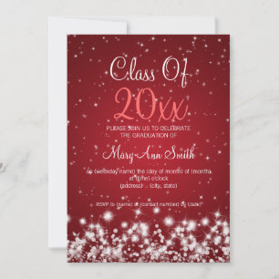 Elegant Graduation Party Winter Sparkle Red Invitation