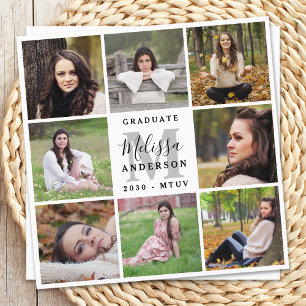 Elegant Graduation Personalised 8 Photo Collage Invitation
