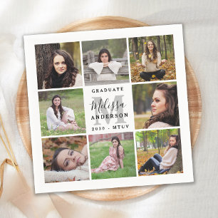 Elegant Graduation Personalised 8 Photo Collage Napkin