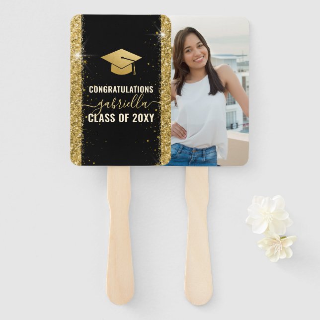 Elegant Graduation Personalised Photo Hand Fan (Front and Back)